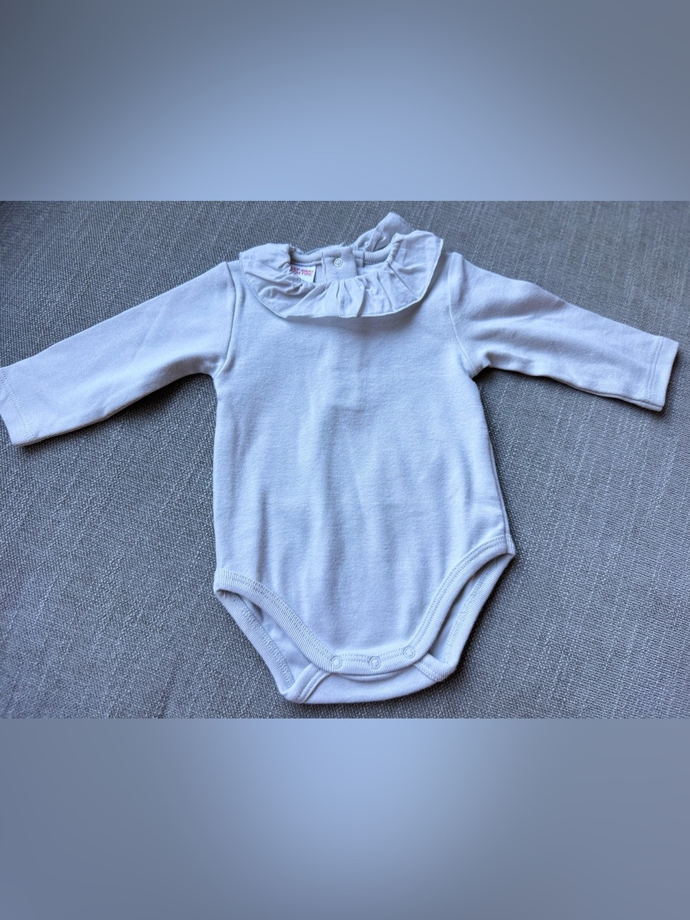 Zara White Long-Sleeve Ruffle Collar Baby Bodysuit